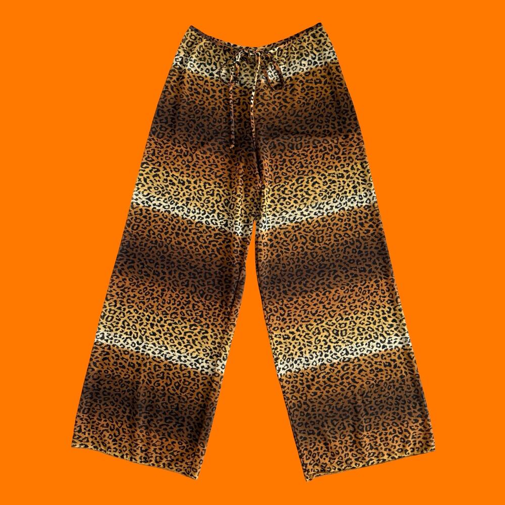 90's vintage leopard mesh wide leg beach pants swim cover up SMALL endless sun